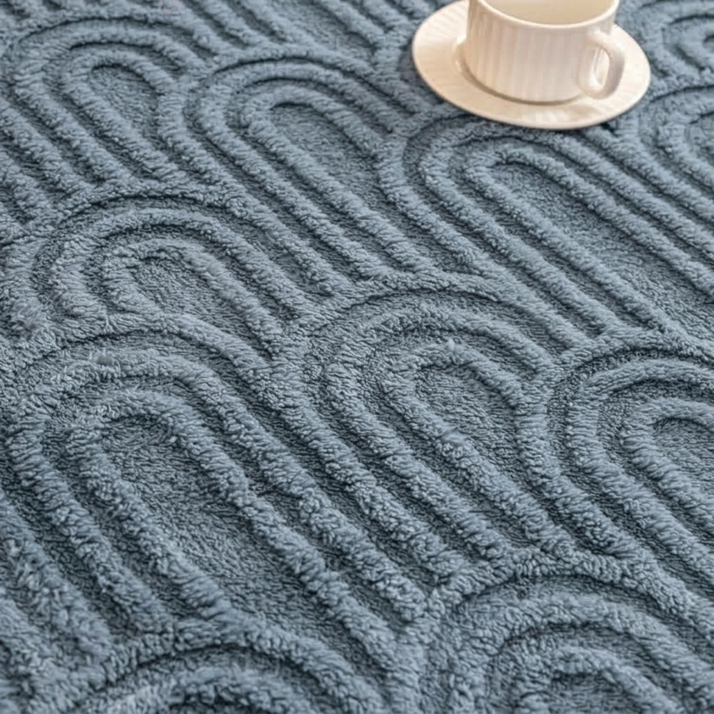 Blue Soft Raised Jacquard Fleece Throw