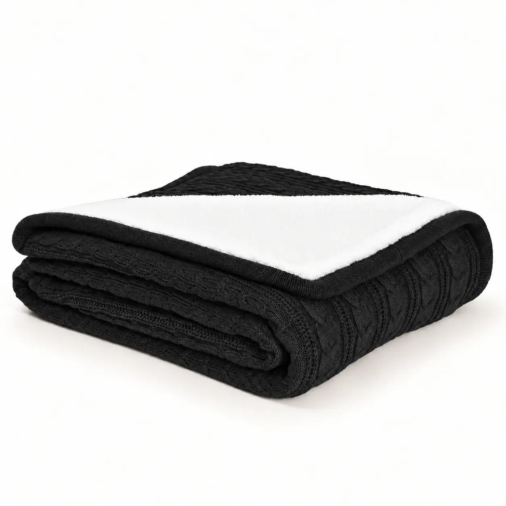 Cable Knit Cotton Throw for Sofa and Bed