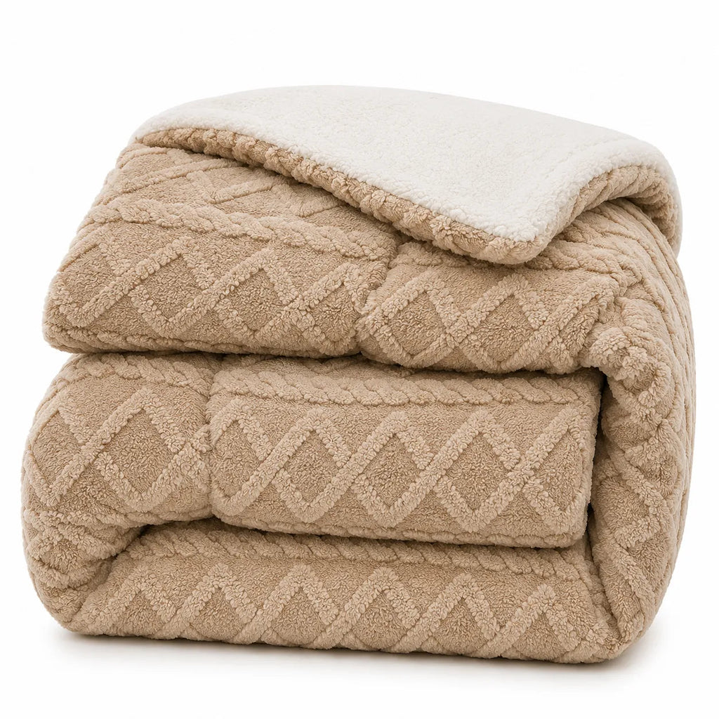 Raised-Pattern Weighted Throw – Beige 180x220cm