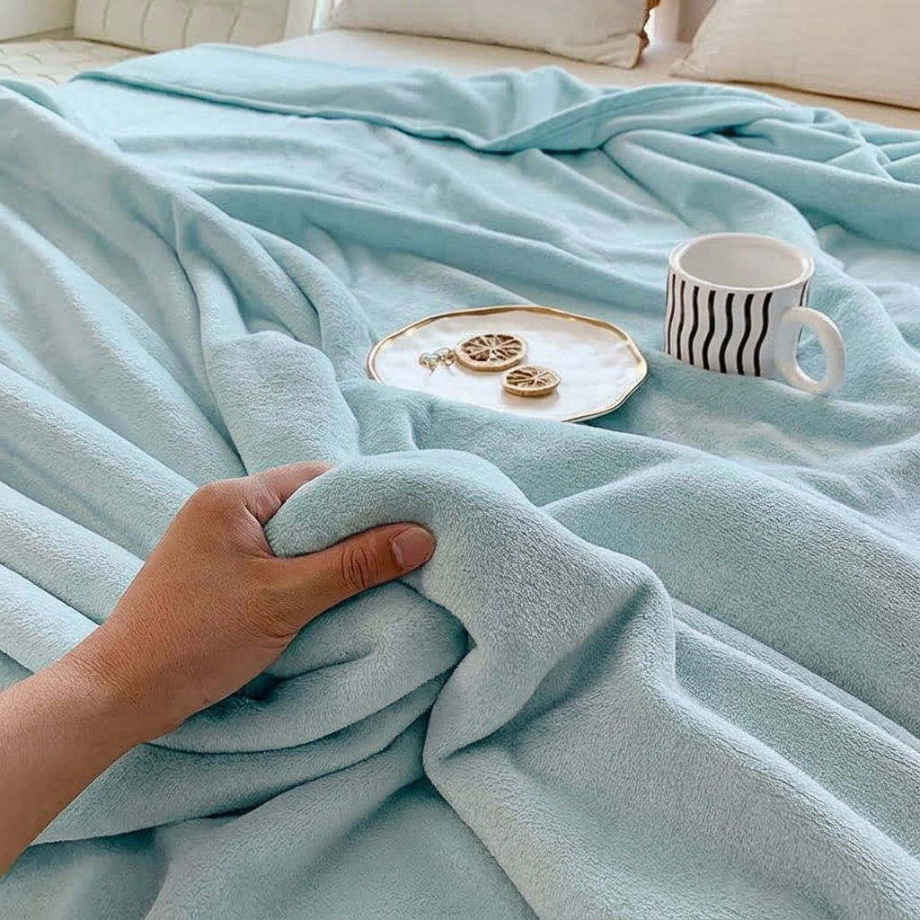 Sky Blue Soft Lightweight Flannel Throw