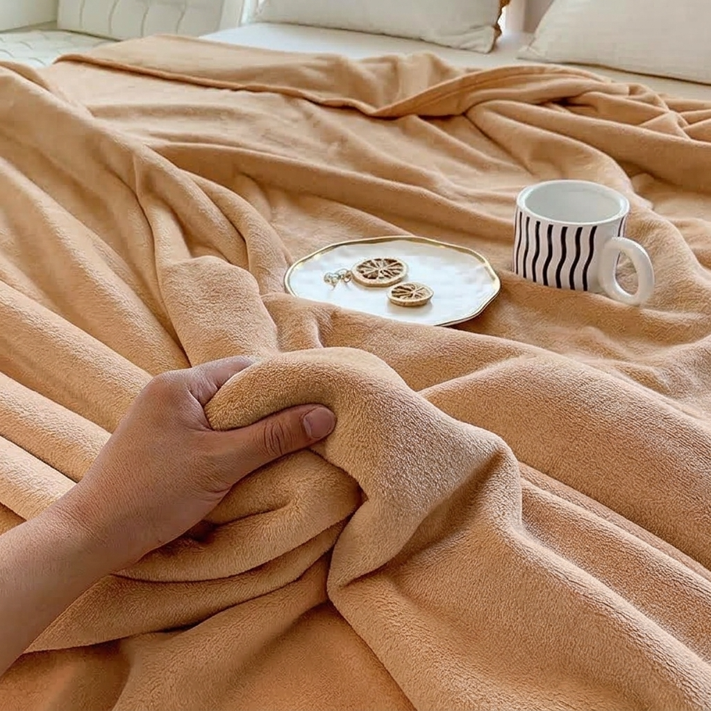 Cinnamon Soft Lightweight Flannel Throw