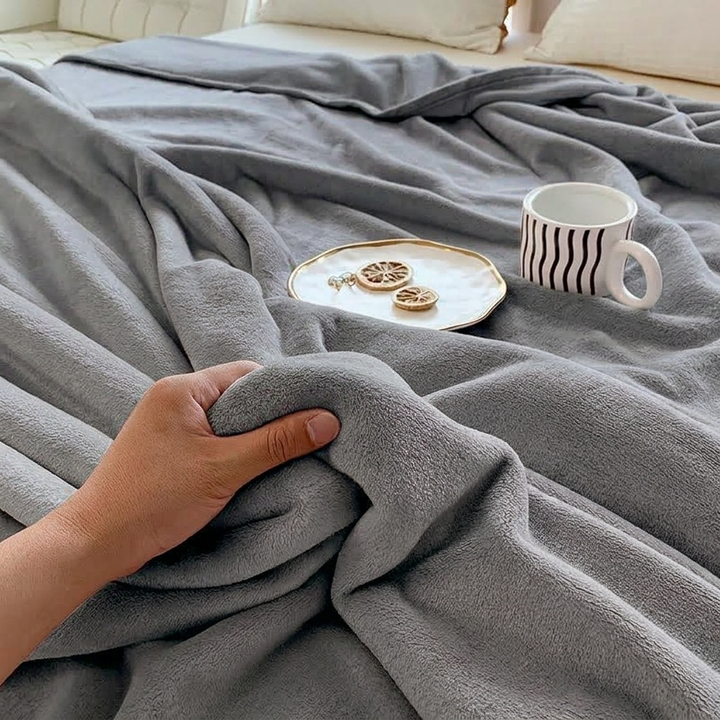 Grey Soft Lightweight Flannel Throw