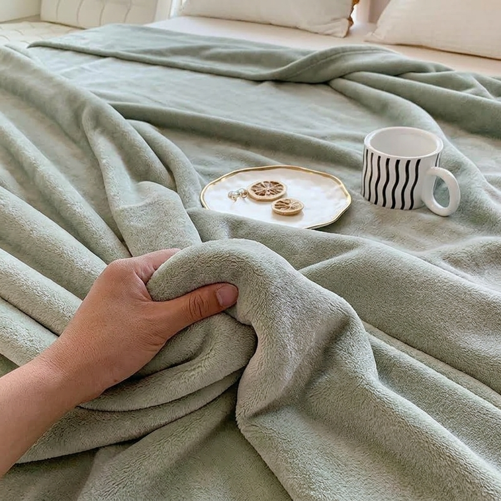 Verdigris Soft Lightweight Flannel Throw