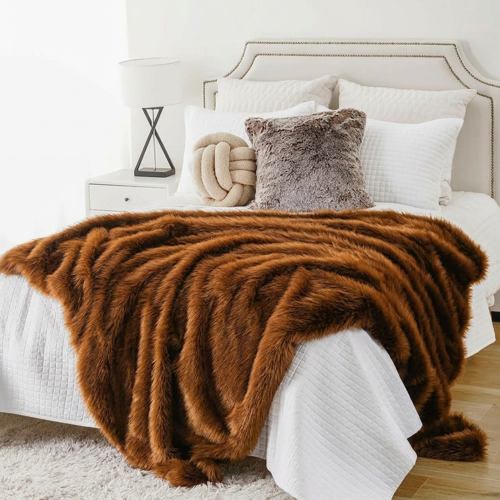 Chocolate Soft Long-Pile Faux Fur Throw