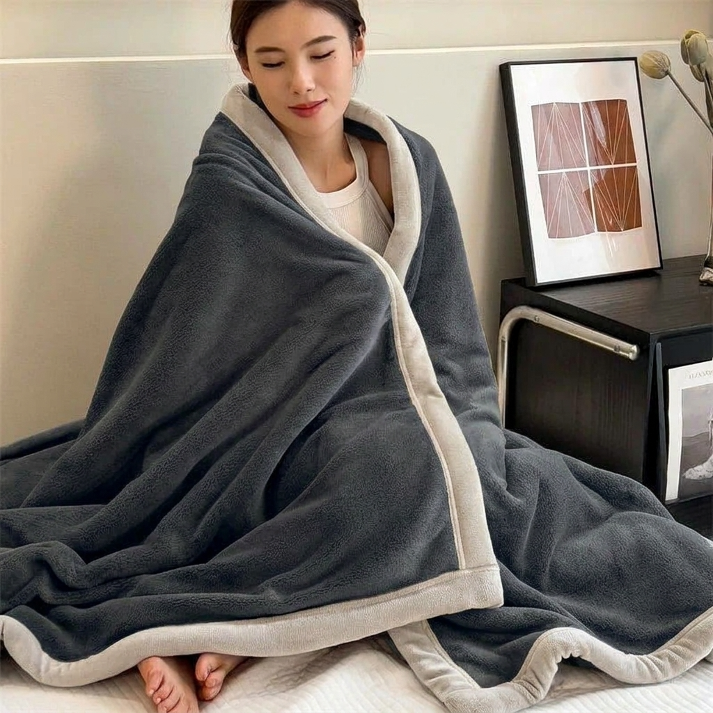 Charcoal Soft Warm Plain Velvet Throw
