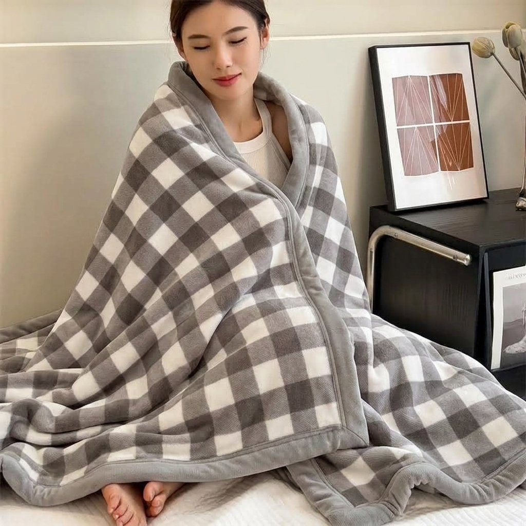 Chestnut Soft Medium-Check Velvet Throw
