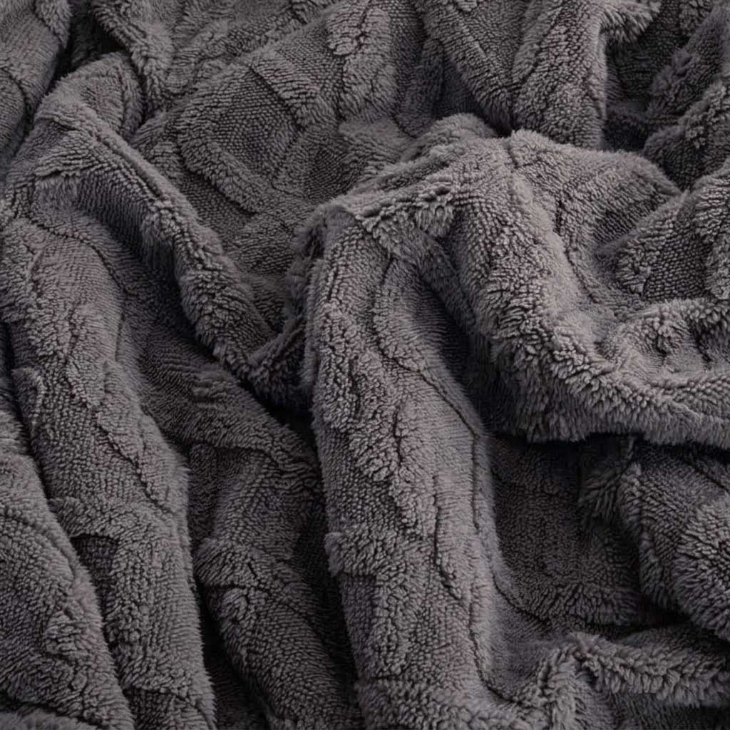 Grey Geometric Fleece and Sherpa Throw