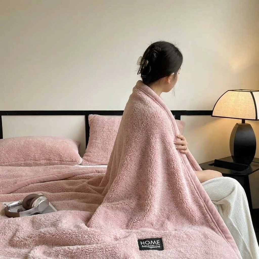 Pink Soft Plain Fleece Throw