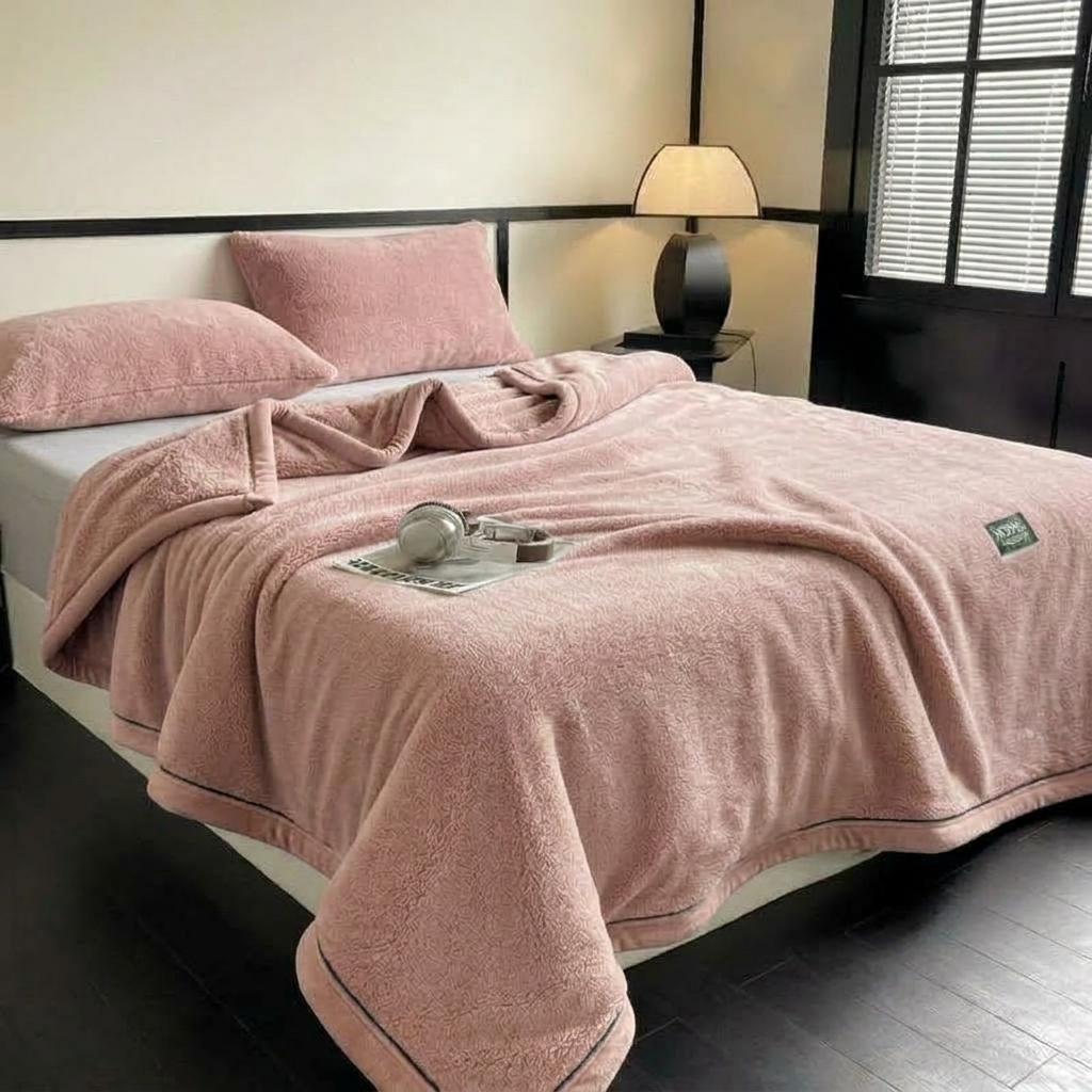 Pink Soft Plain Fleece Throw