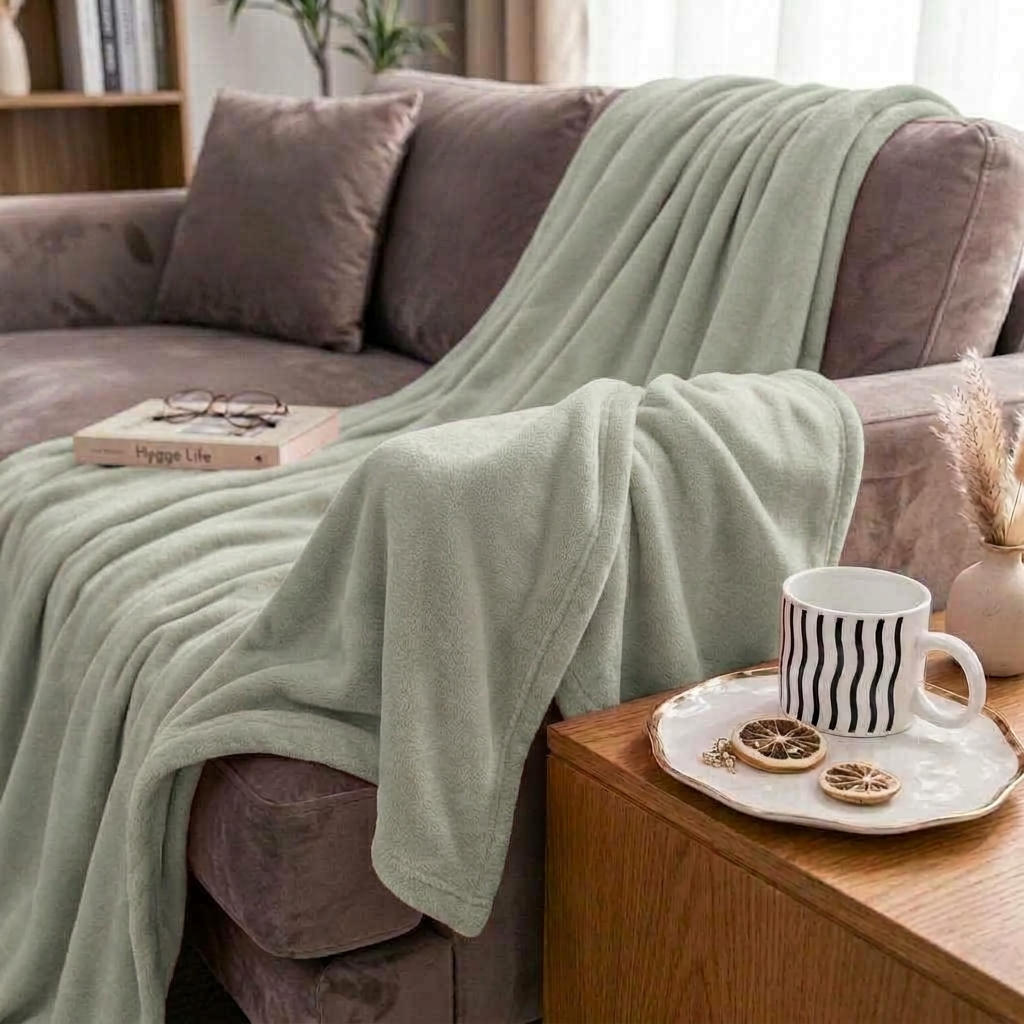 Verdigris Soft Lightweight Flannel Throw