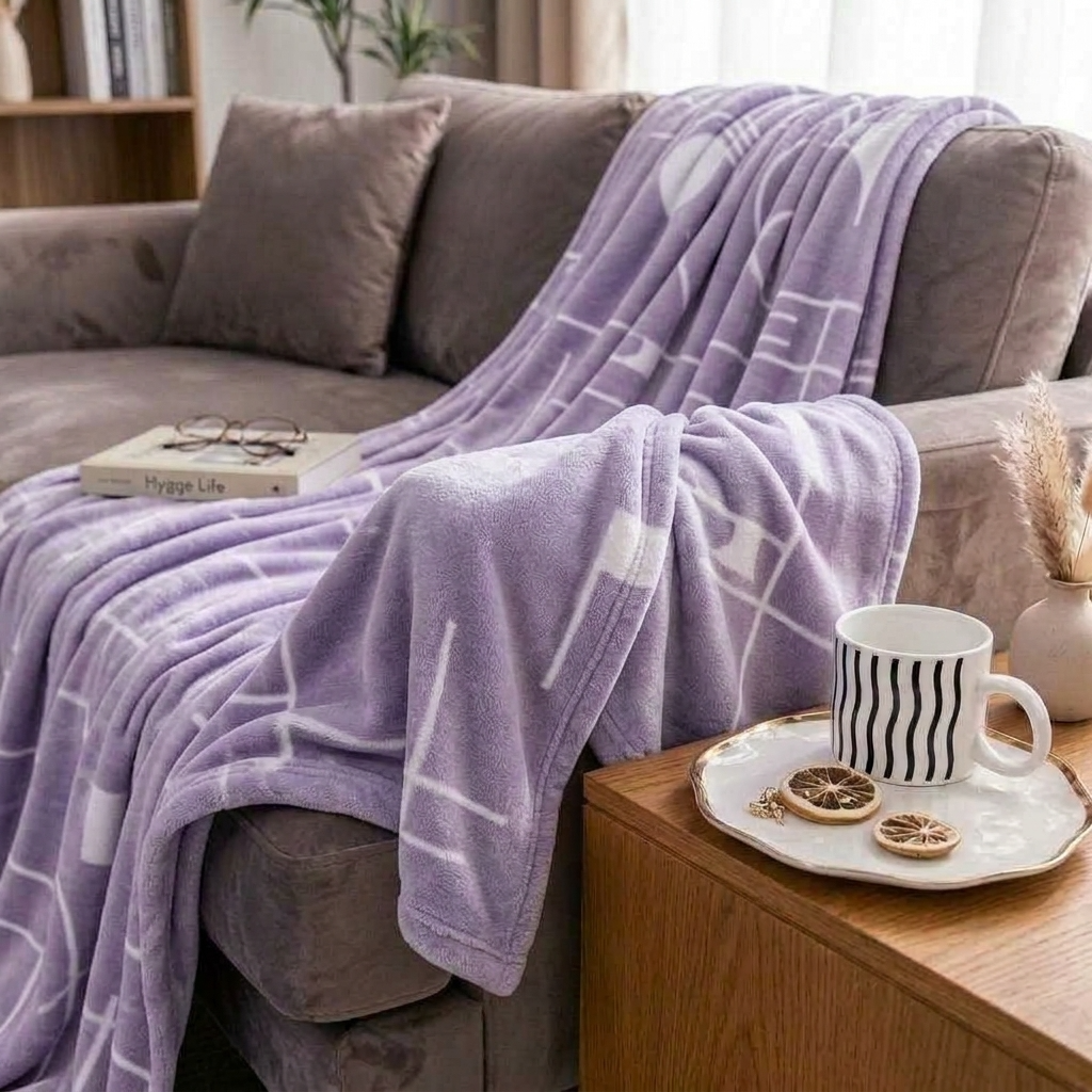 Mauve Soft Lightweight Flannel Throw