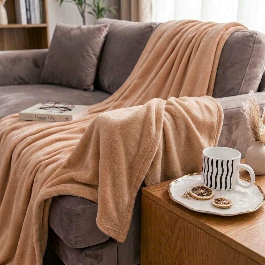 Cinnamon Soft Lightweight Flannel Throw