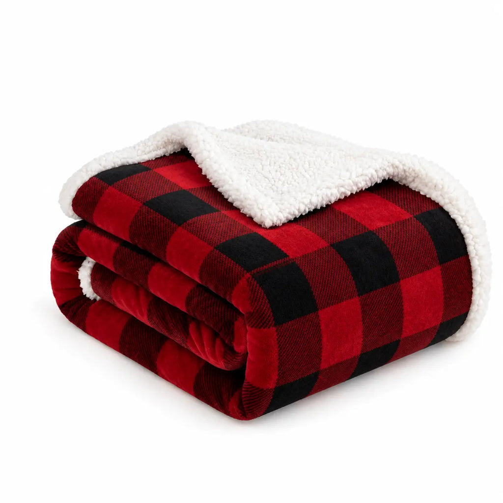 Sherpa-Lined Christmas Tartan Throw