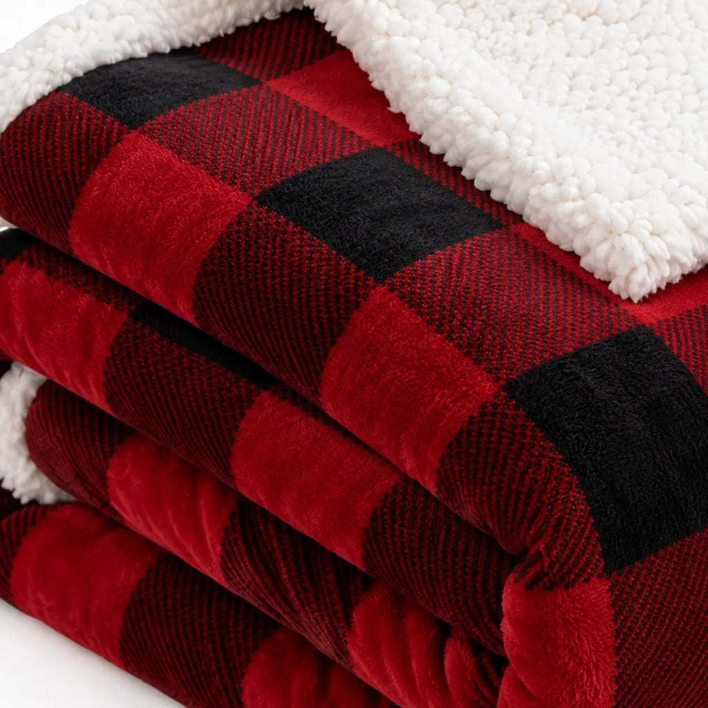 Sherpa-Lined Christmas Tartan Throw