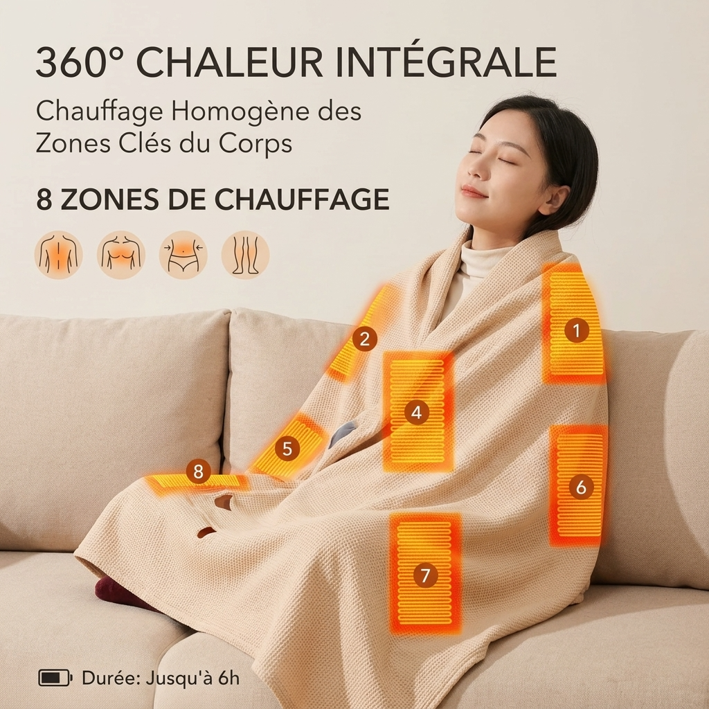 beige Heated Throw Portable with 3 Heat Settings