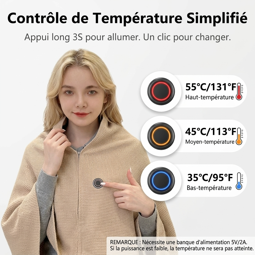 beige Heated Throw Portable with 3 Heat Settings