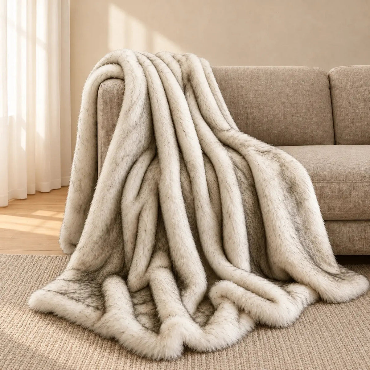 Soft Faux Fur Throw – White 70x150cm