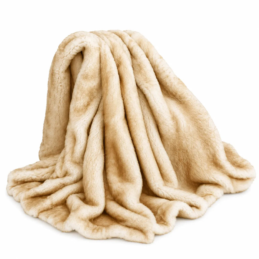 Soft Faux Fur Throw – Yellow 220x75cm