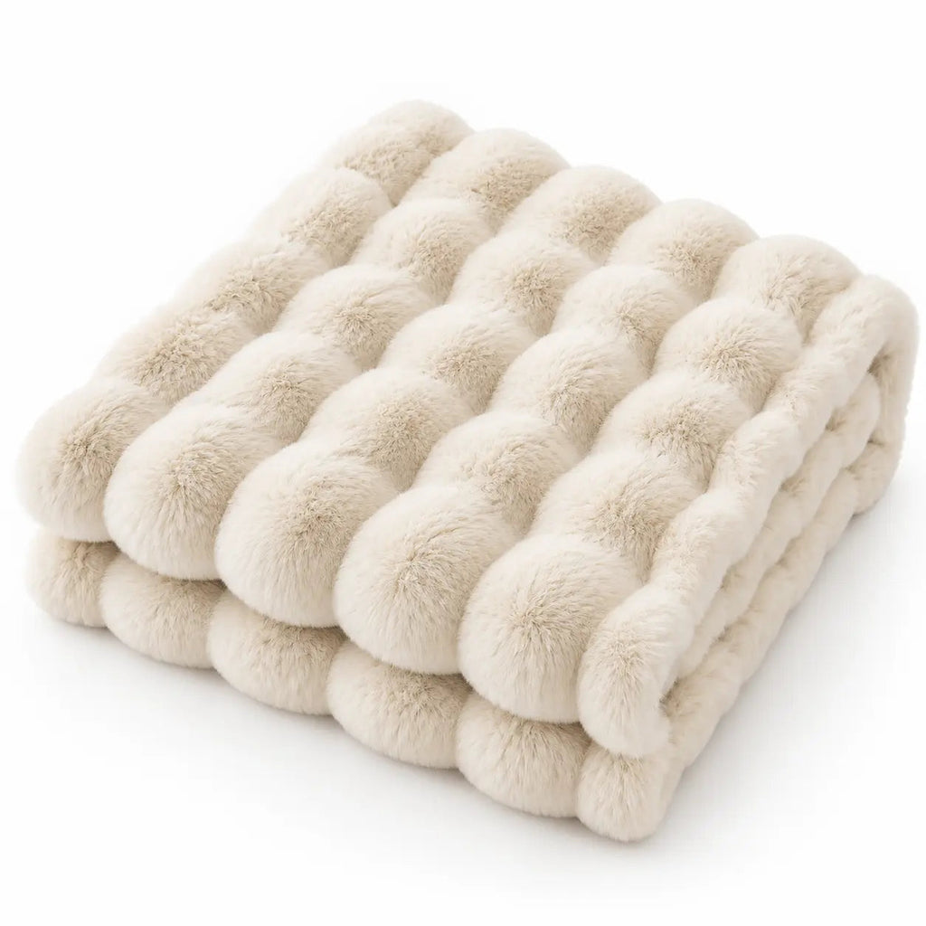 Soft Raised Faux Fur Throw – White 100x160cm