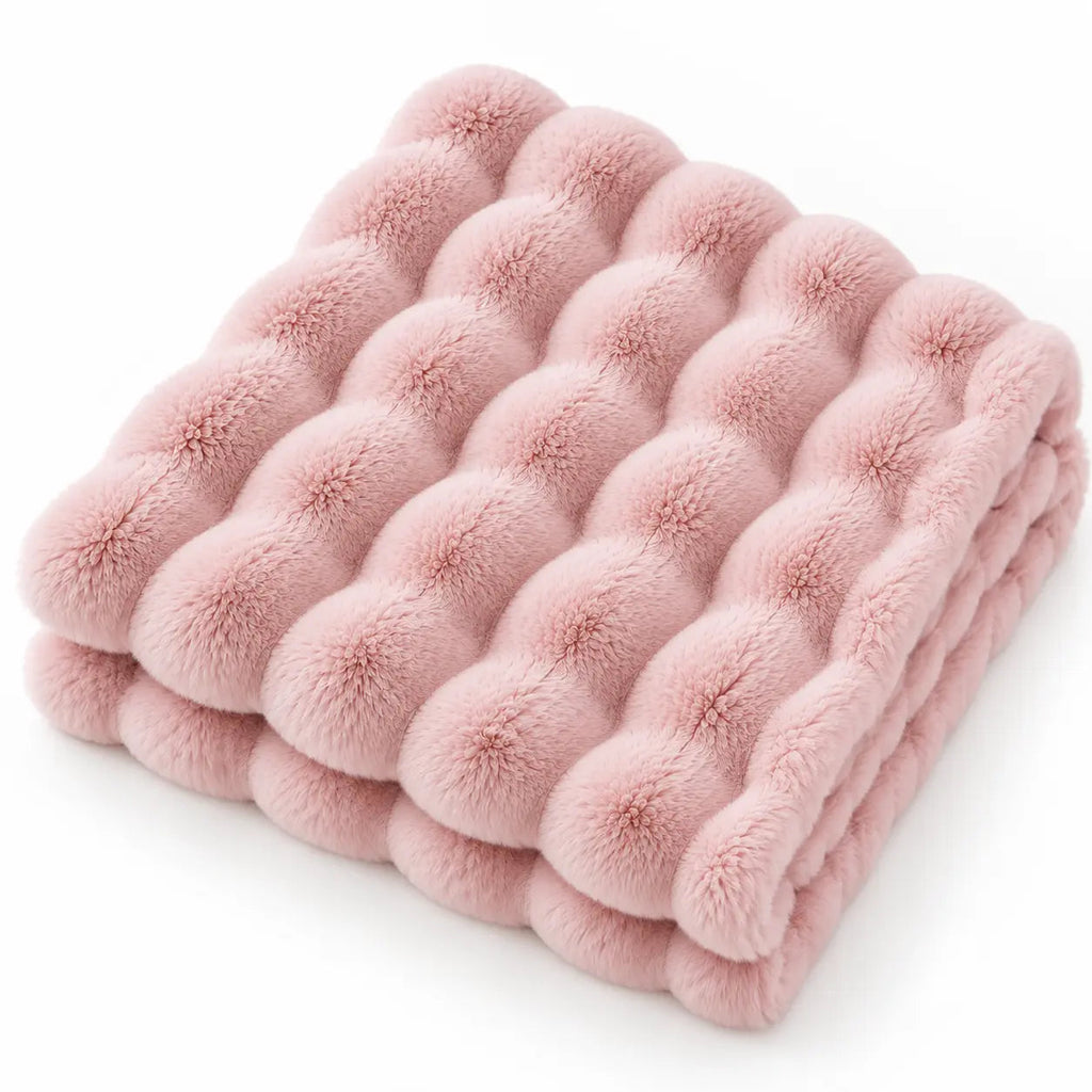 Soft Raised Faux Fur Throw – White 200x230cm