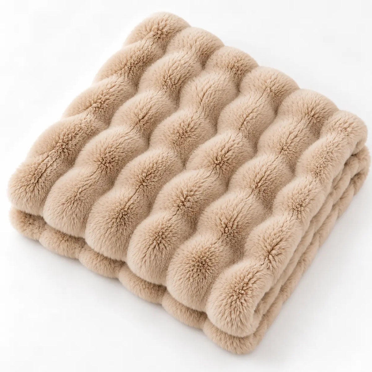 Soft Raised Faux Fur Throw – White 70x100cm