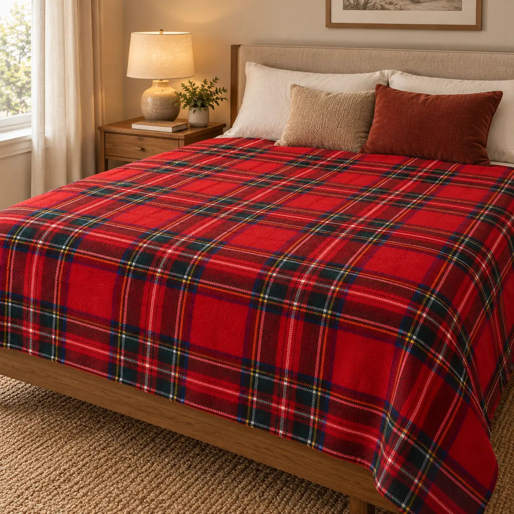 Tartan Sofa Throw – Black 75x100cm