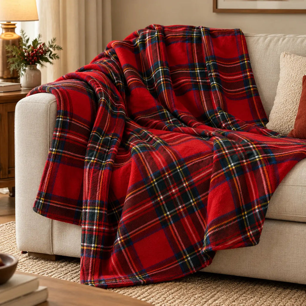 Tartan Sofa Throw – Red 125x100cm