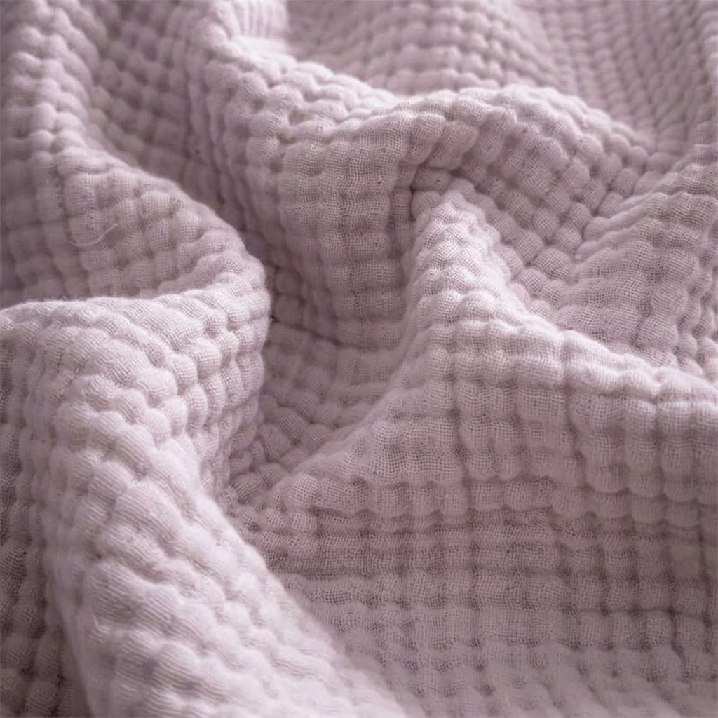 Purple Four-Layer 100% Cotton Fringed Throw