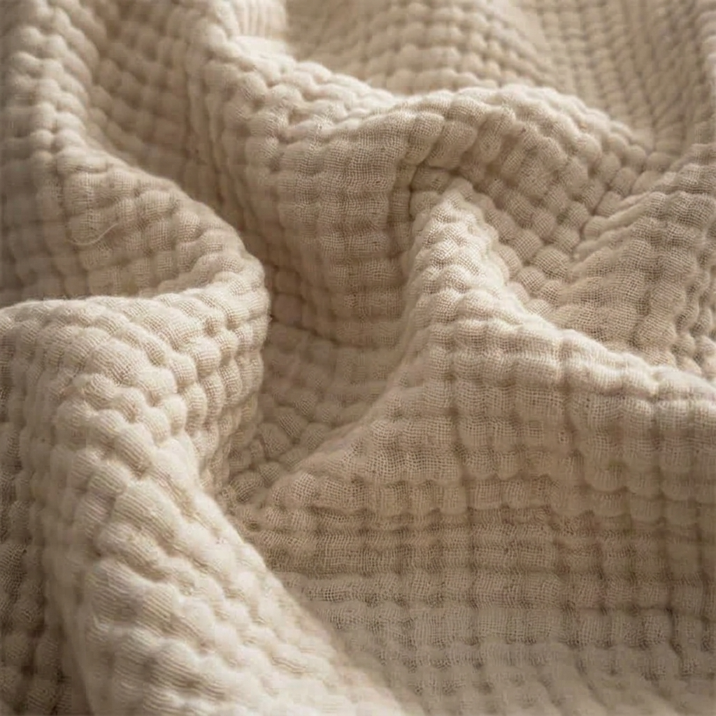 Taupe Four-Layer 100% Cotton Fringed Throw
