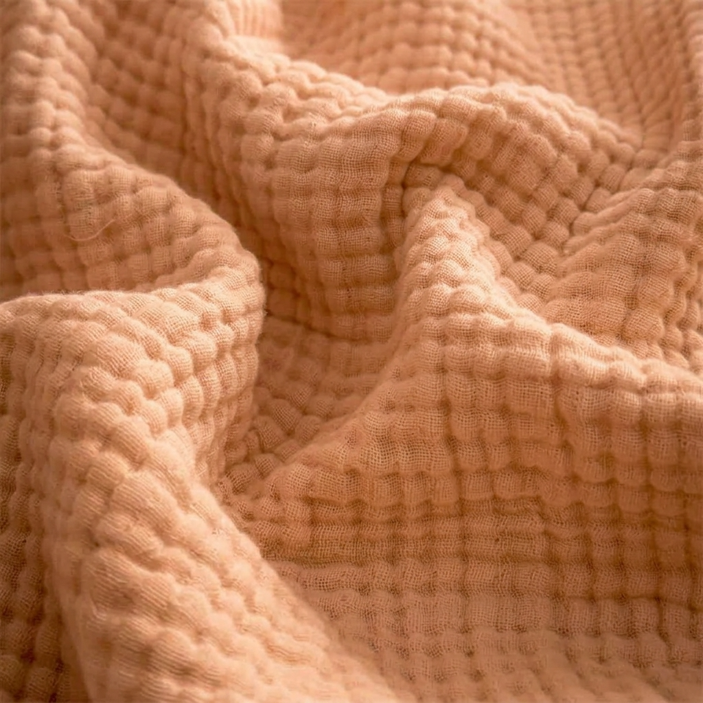 Orange Four-Layer 100% Cotton Fringed Throw
