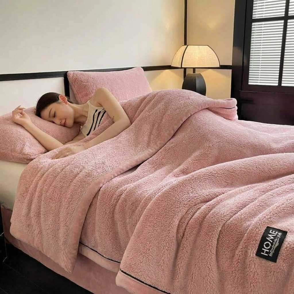 Pink Soft Plain Fleece Throw