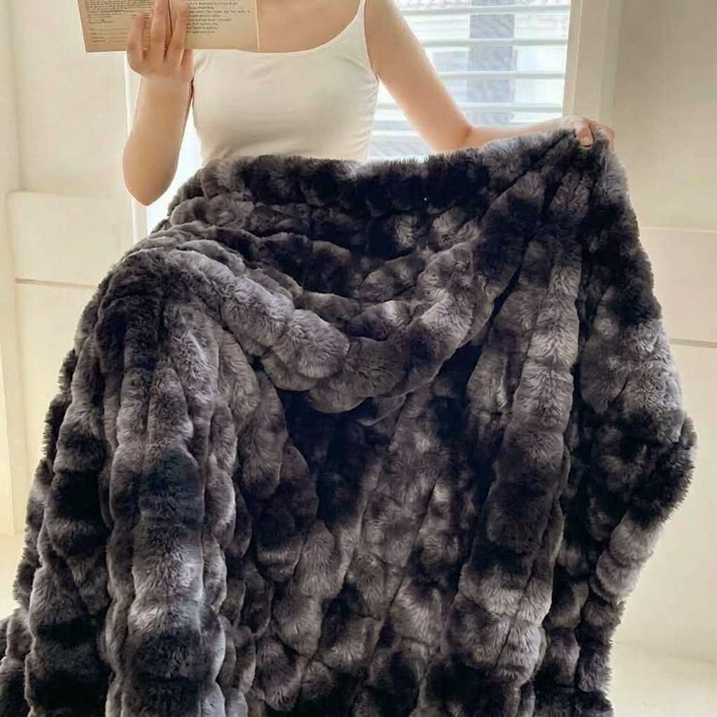 Smoke Grey Plush Reversible Faux Fur Throw