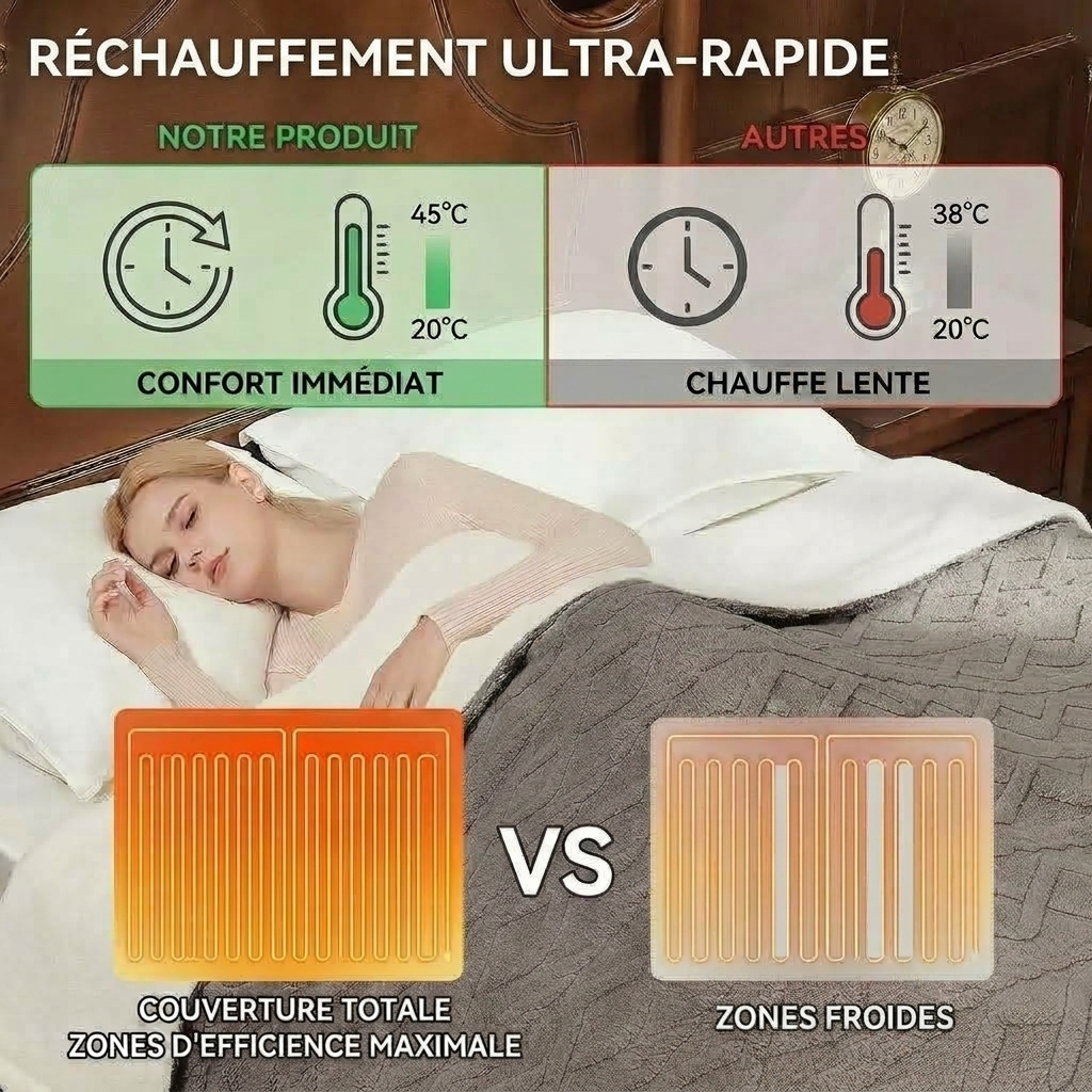 Grey Heated Throw Sherpa with 6 Heat Settings