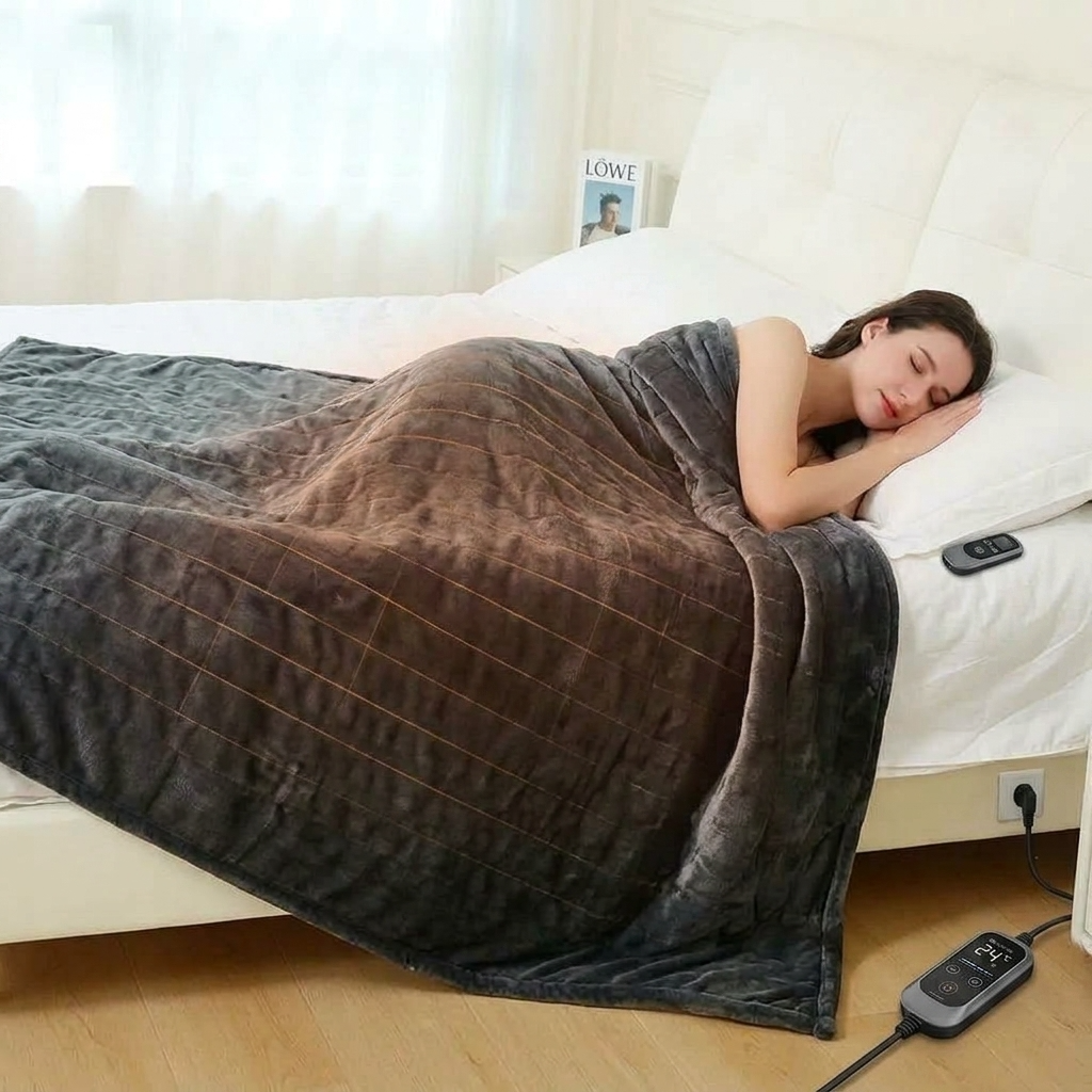 Black Heated Throw with 9 Heat Settings