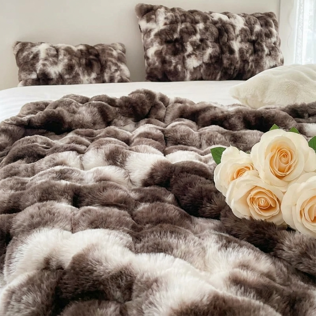 Marble Plush Reversible Faux Fur Throw