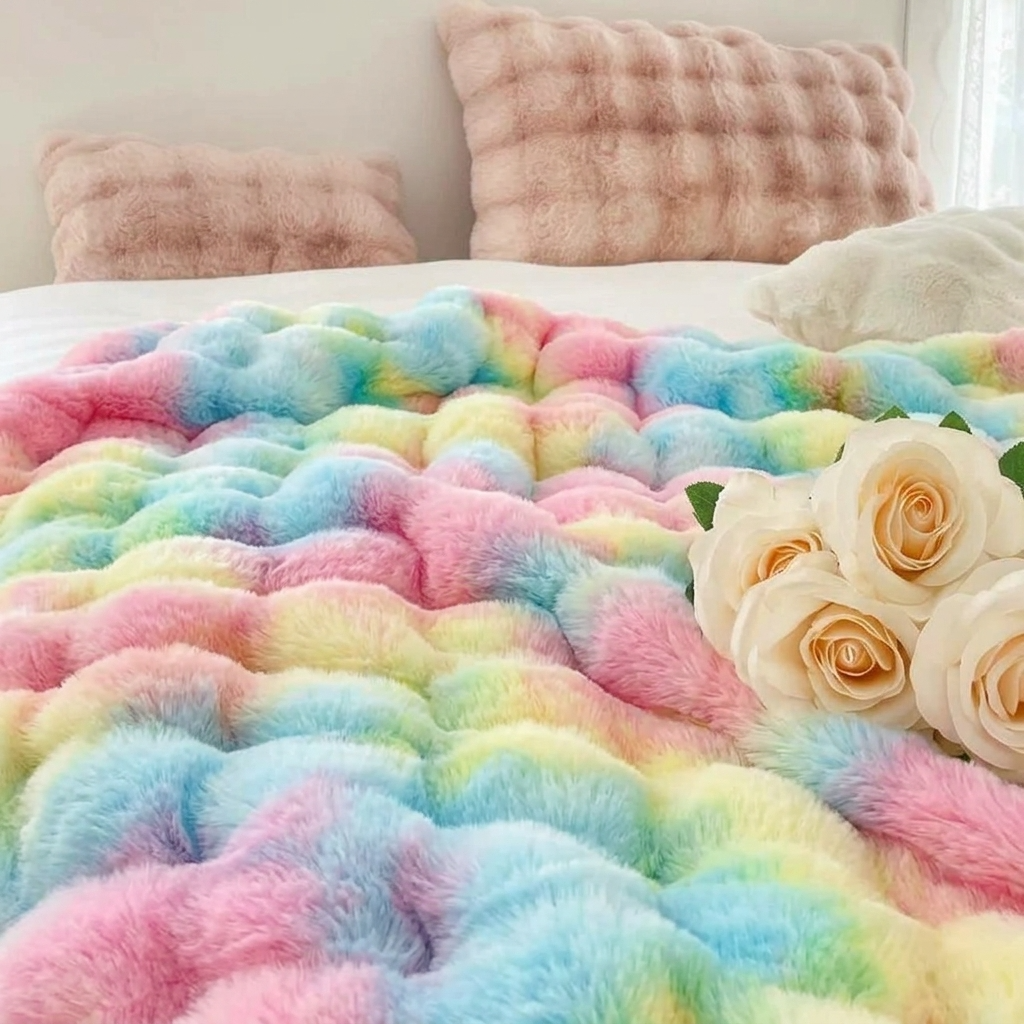 Pastel Plush Reversible Faux Fur Throw