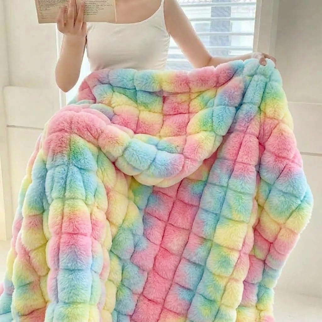Pastel Plush Reversible Faux Fur Throw