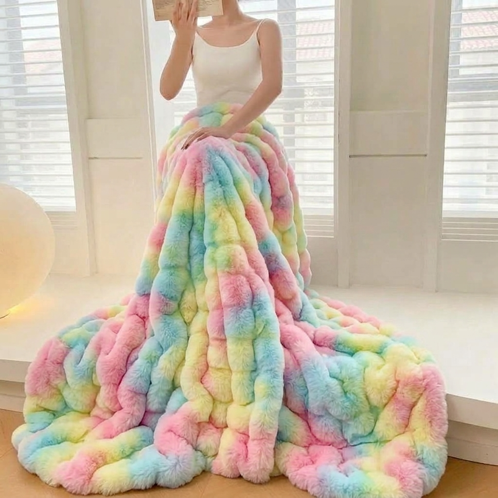 Pastel Plush Reversible Faux Fur Throw