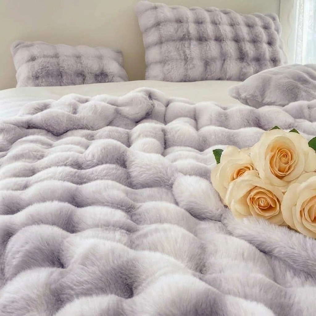 Lilac Plush Reversible Faux Fur Throw