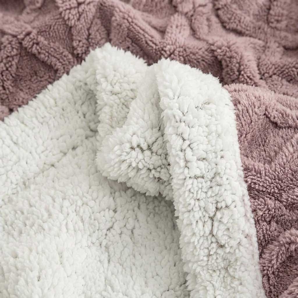 Purple Geometric Fleece and Sherpa Throw