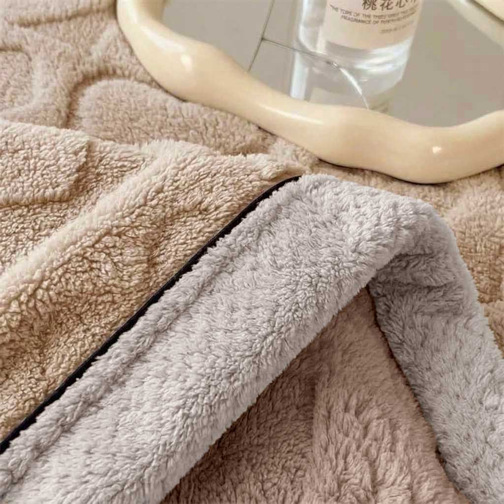 Taupe Soft Raised Heart-Pattern Fleece Throw