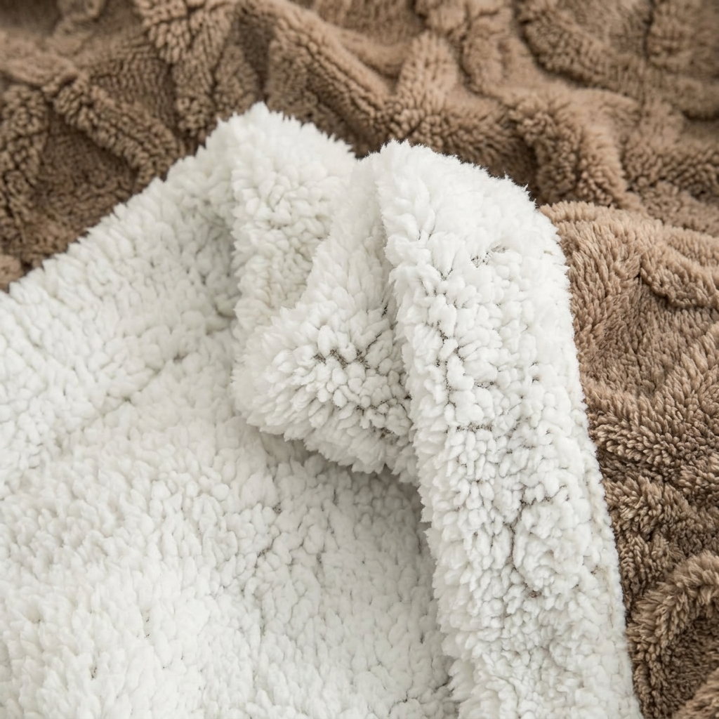 Brown Geometric Fleece and Sherpa Throw