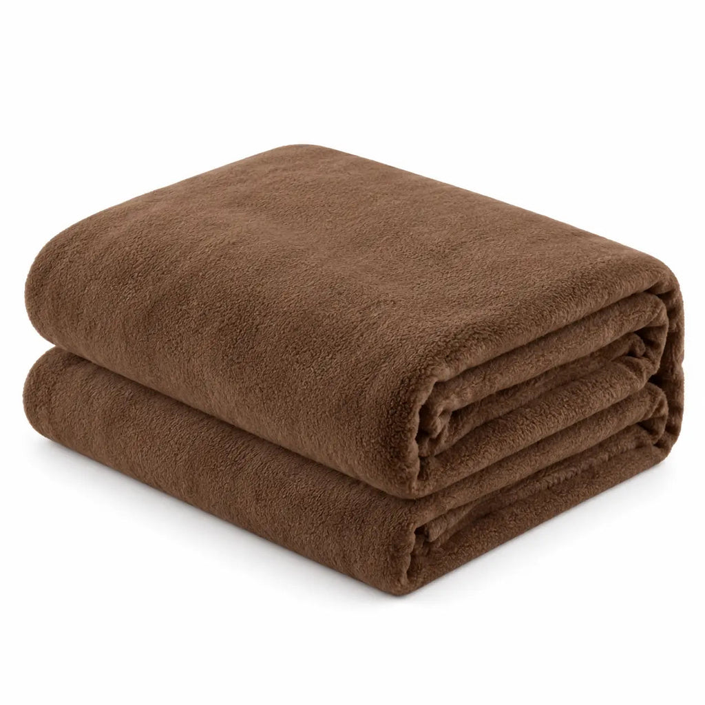 Warm Plain Fleece Throw – White 200x230cm