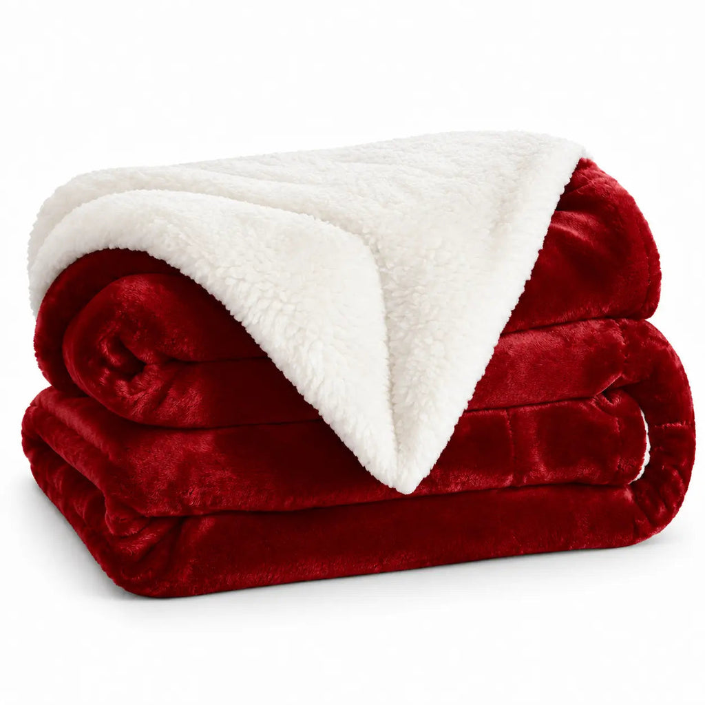 Warm Reversible Sherpa Throw – Black 70x100cm