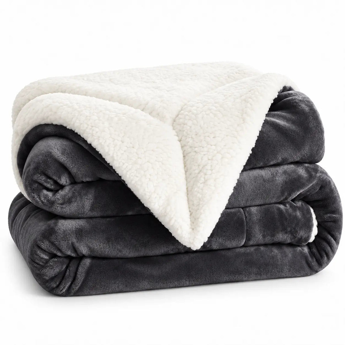 Warm Reversible Sherpa Throw – Dark grey 180x200cm