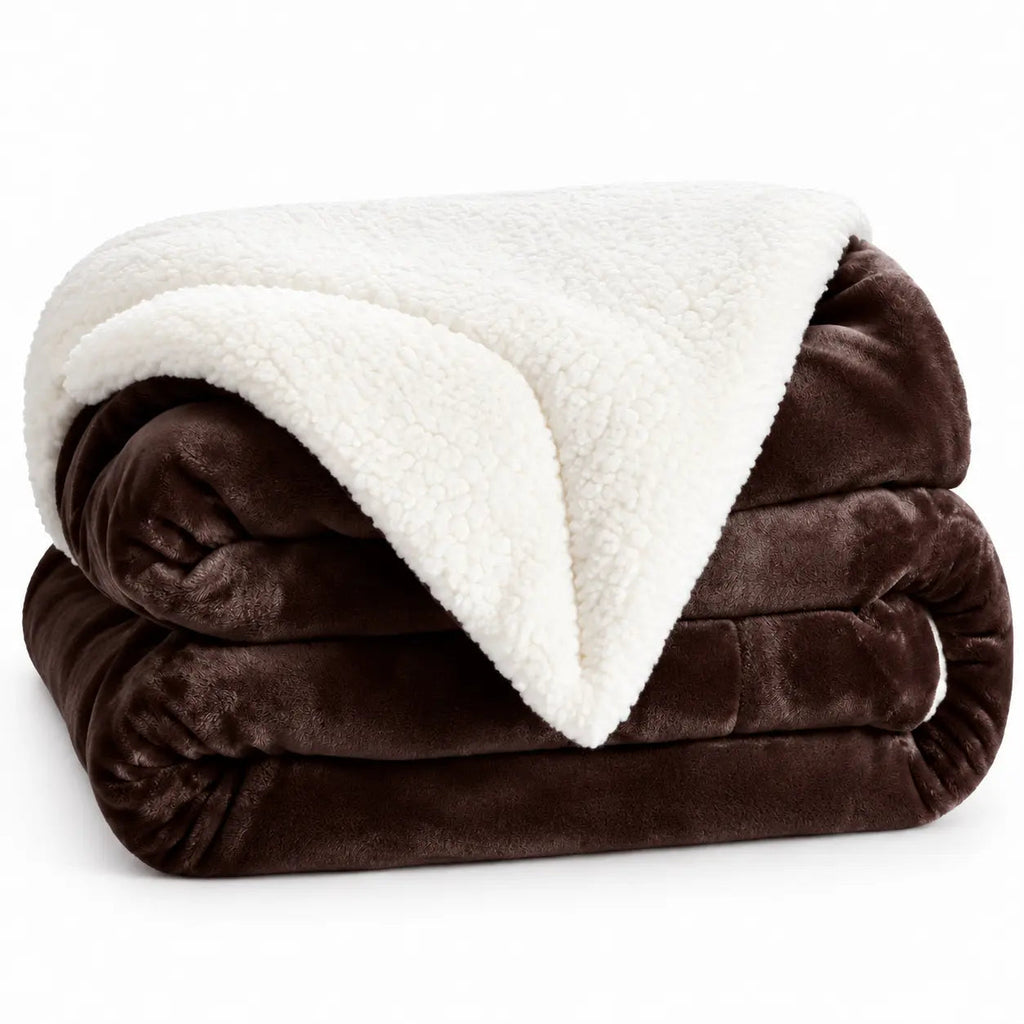 Warm Reversible Sherpa Throw – Light grey 100x150cm