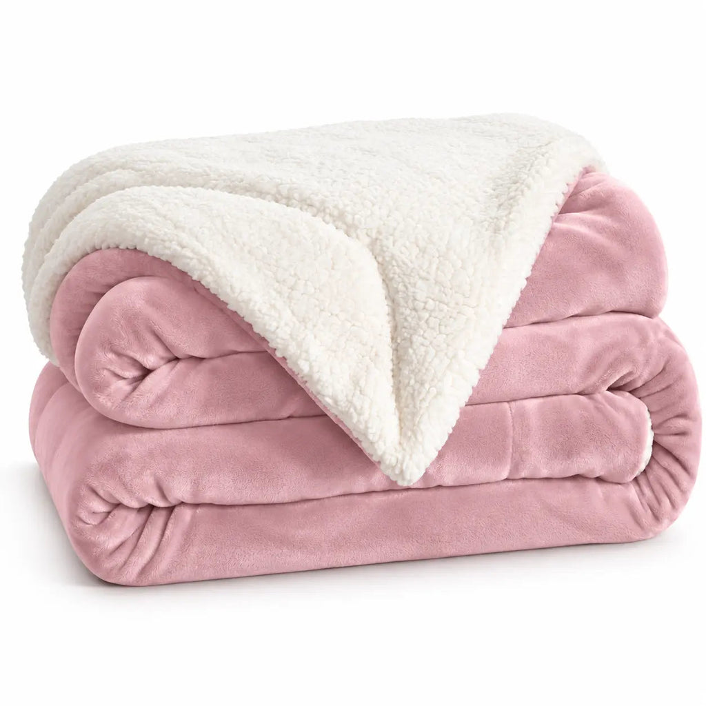 Warm Reversible Sherpa Throw – Light grey 150x200cm