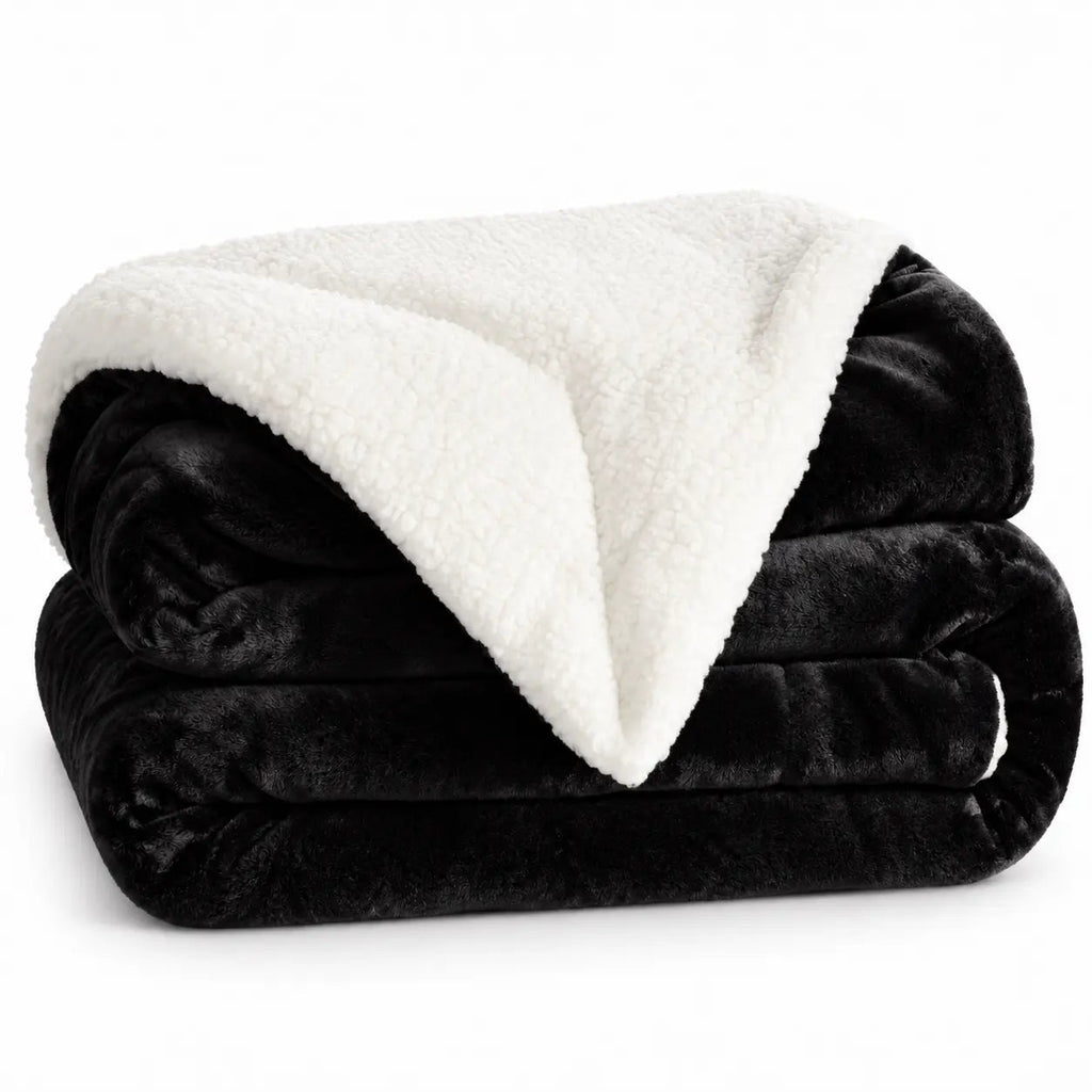 Warm Reversible Sherpa Throw – Light grey 70x100cm