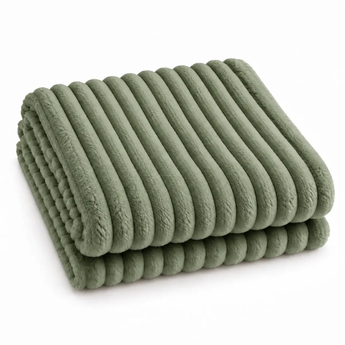 Warm Ribbed Velvet Sofa Throw – Beige 100x150cm