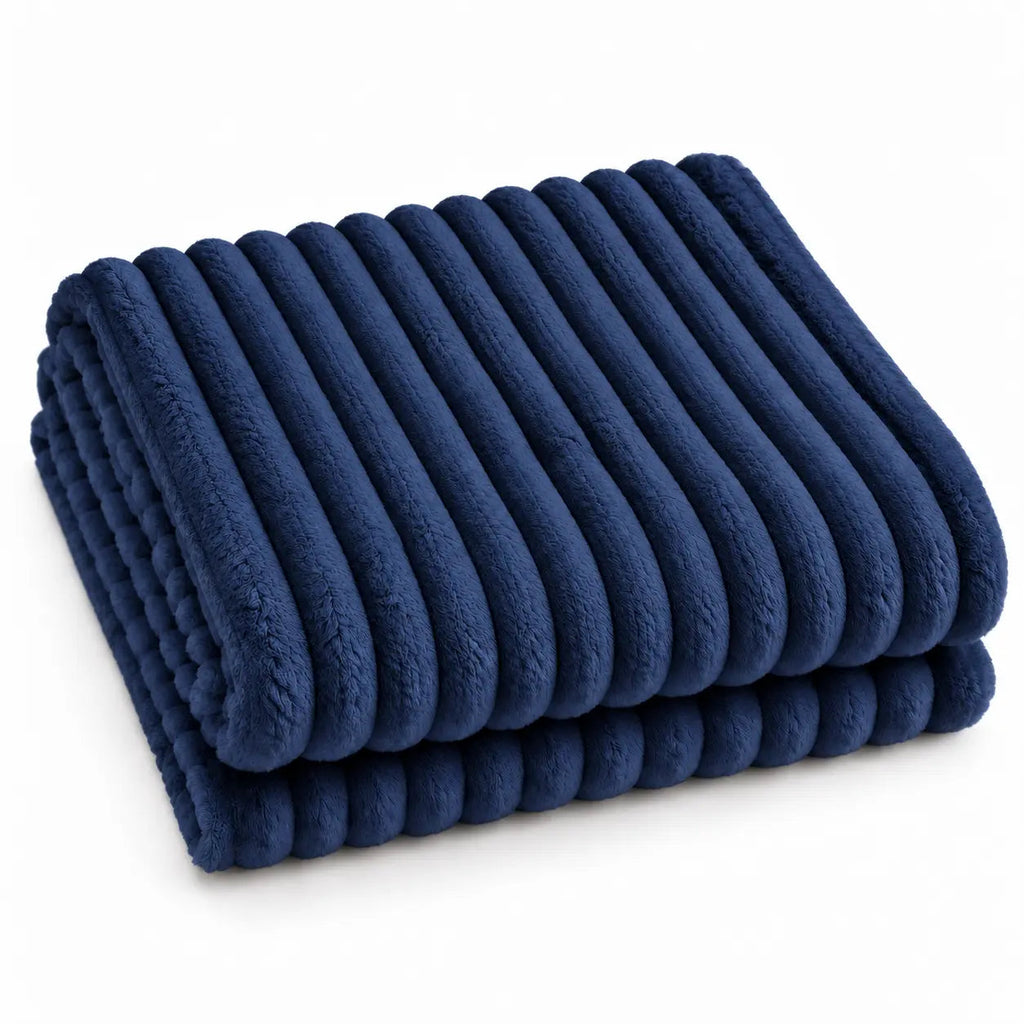Warm Ribbed Velvet Sofa Throw – Beige 70x100cm